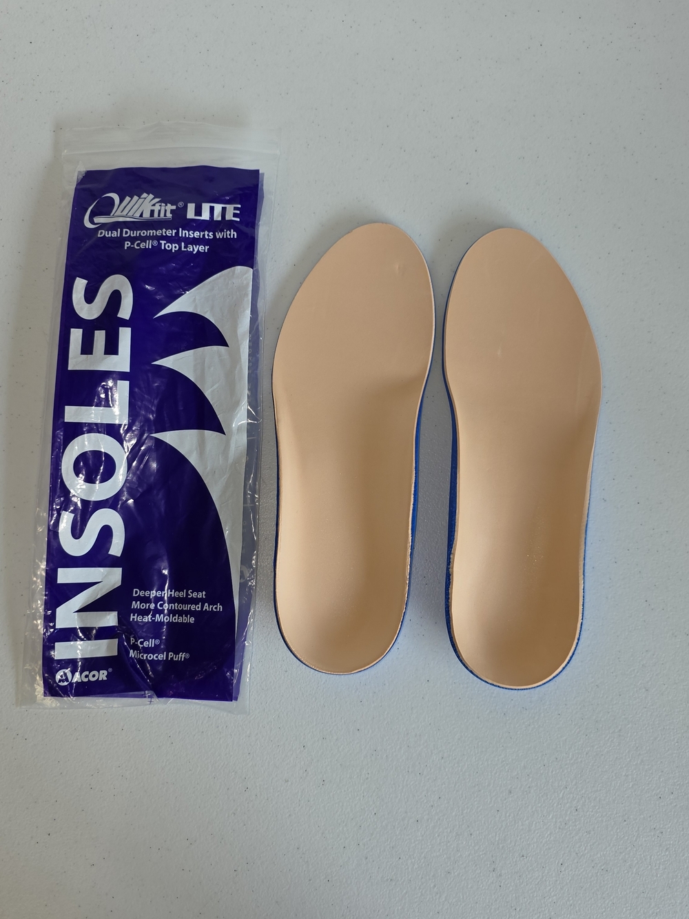 Acor Quikfit Lite Dual Durometer Shoe Inserts Insoles "Size V" QF-04V Heel Pain